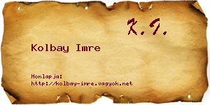 Kolbay Imre névjegykártya